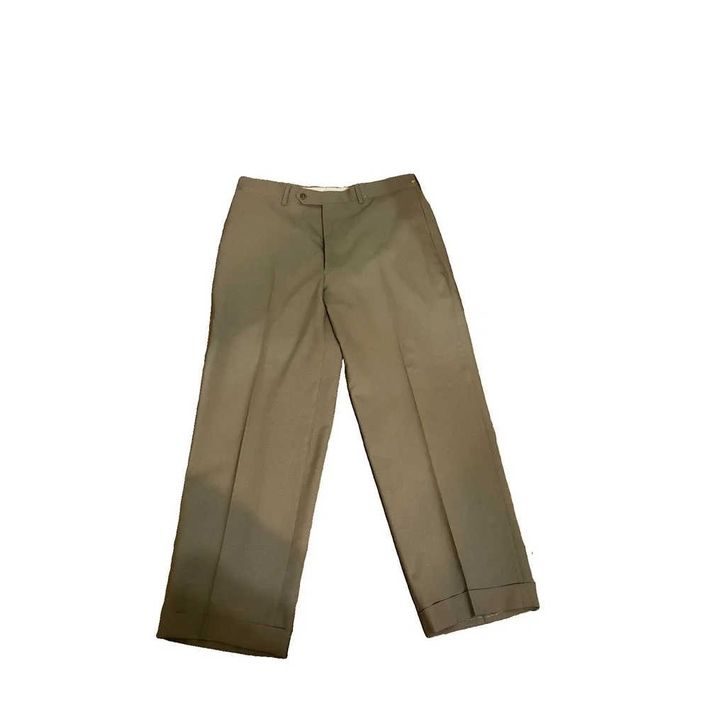 Jos A Bank 100% Wool Tailored Fit Mens Beige Suit 42R Pants 35x28, 2 Button